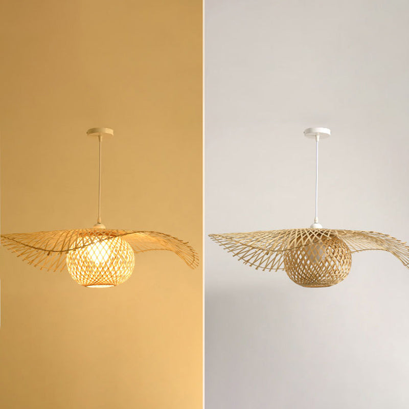 Chinese Pendant Lighting Fixtures Bamboo Hanging Light with Hanging Cord for Restaurant