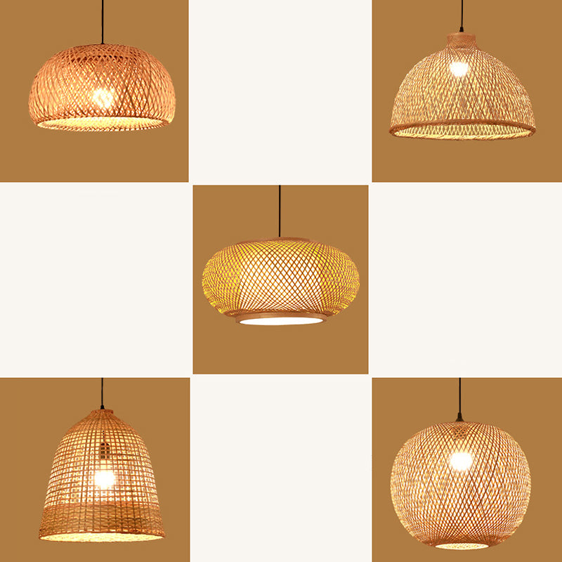 Chinese Pendant Lighting Fixtures Bamboo Hanging Light with Hanging Cord for Restaurant