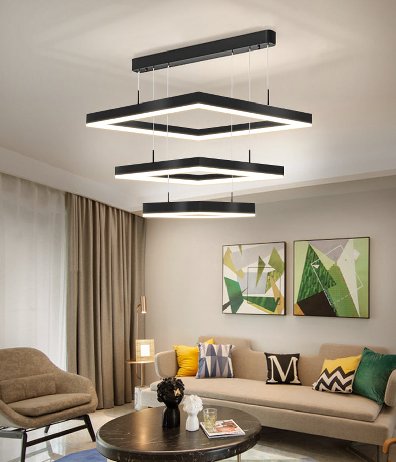 Modern vierkante kroonluchter verlichtingsarmaturen metaal kroonluchter licht