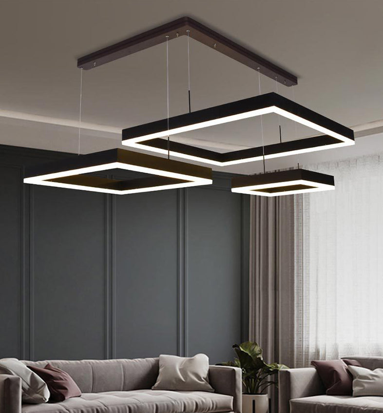 Lámparas de lámpara cuadrada moderna lámpara de metal 3 luces lámparas de lámpara