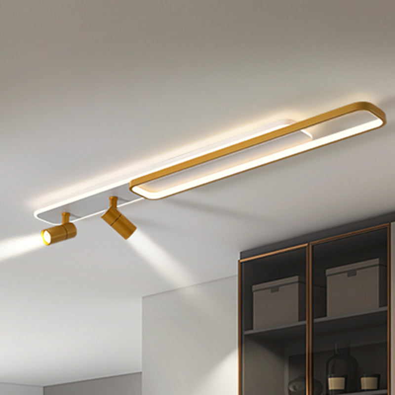 Lámpara de techo de metal de estilo minimalista moderno con montaje semi empotrado LED acrílico rectangular para pasillo