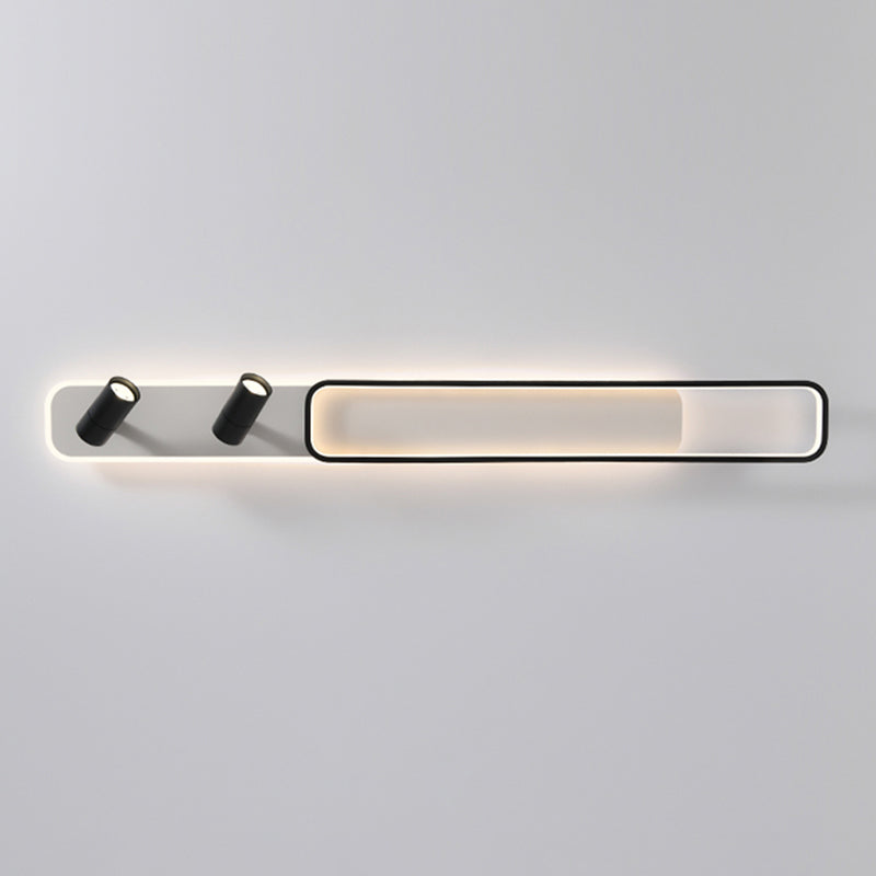 Lámpara de techo de metal de estilo minimalista moderno con montaje semi empotrado LED acrílico rectangular para pasillo