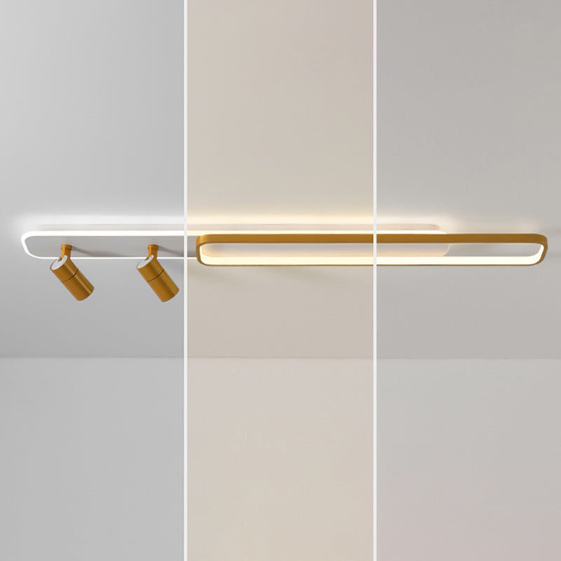 Lámpara de techo de metal de estilo minimalista moderno con montaje semi empotrado LED acrílico rectangular para pasillo