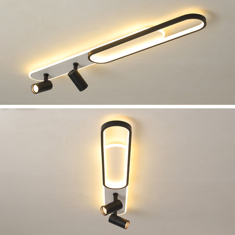Lámpara de techo de metal de estilo moderno con montaje empotrado LED de pasillo oblongo y lámpara ajustable