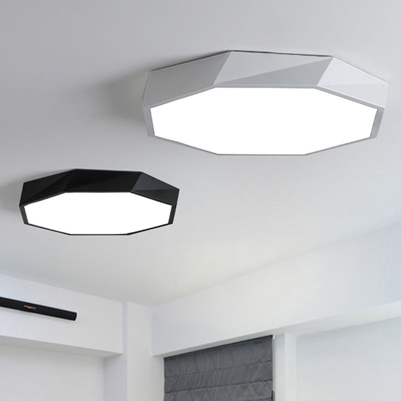 LED Bedroom Flush Mount Lighting Minimalist Style Flush Mount Light Fixture with Geometric Metal Shade