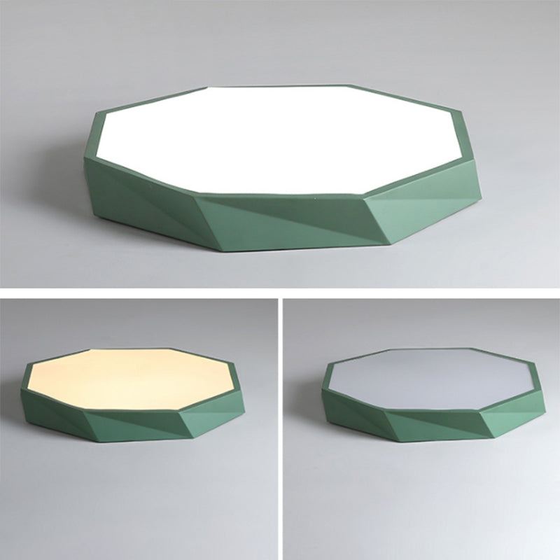 LED Bedroom Flush Mount Lighting Minimalist Style Flush Mount Light Fixture with Geometric Metal Shade