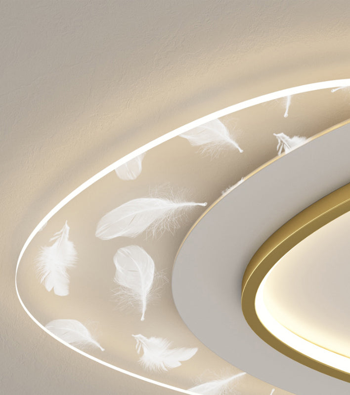 Plafonnier oblong en acrylique à montage encastré à LED en plumes à la mode moderne pour le salon