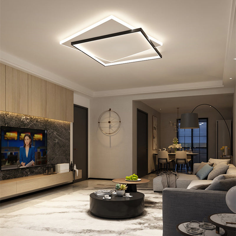 Acrylic Geometrical Flush Mount Light Fixture Modern Style LED Black-White Ceiling Lighting