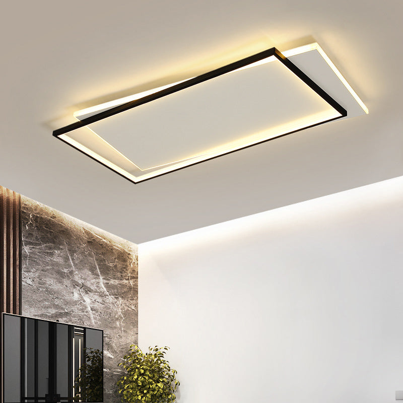 Acrylic Geometrical Flush Mount Light Fixture Modern Style LED Black-White Ceiling Lighting