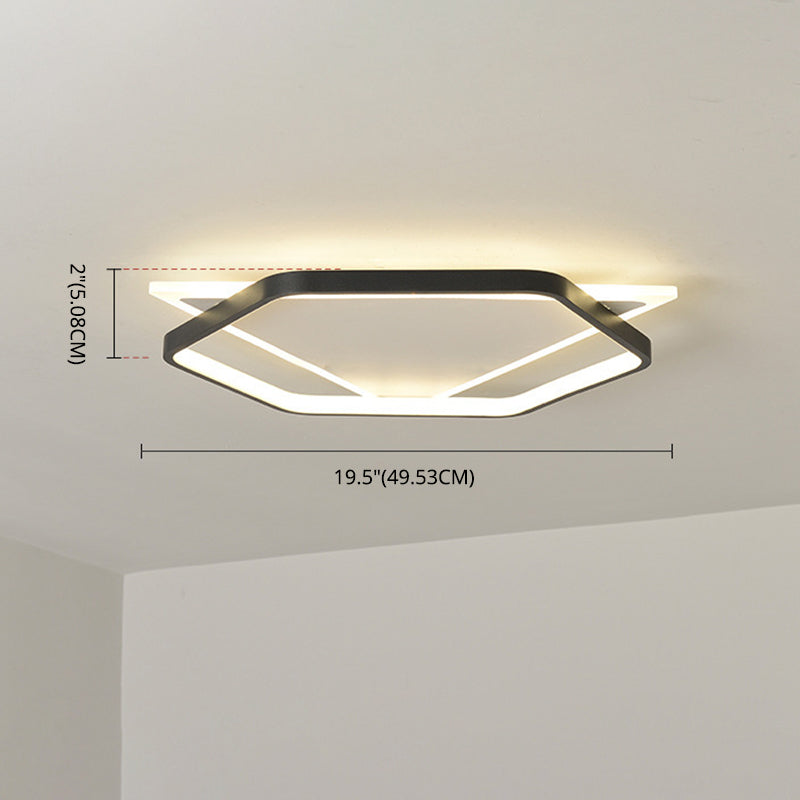 Acrylic Geometrical Flush Mount Light Fixture Modern Style LED Black-White Ceiling Lighting