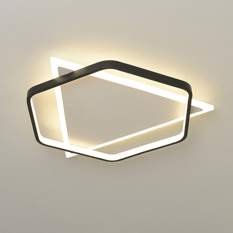 Acrylic Geometrical Flush Mount Light Fixture Modern Style LED Black-White Ceiling Lighting