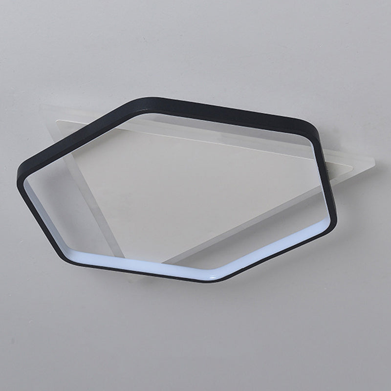 Acrylic Geometrical Flush Mount Light Fixture Modern Style LED Black-White Ceiling Lighting