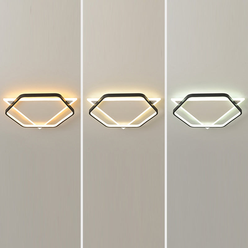 Acrylic Geometrical Flush Mount Light Fixture Modern Style LED Black-White Ceiling Lighting