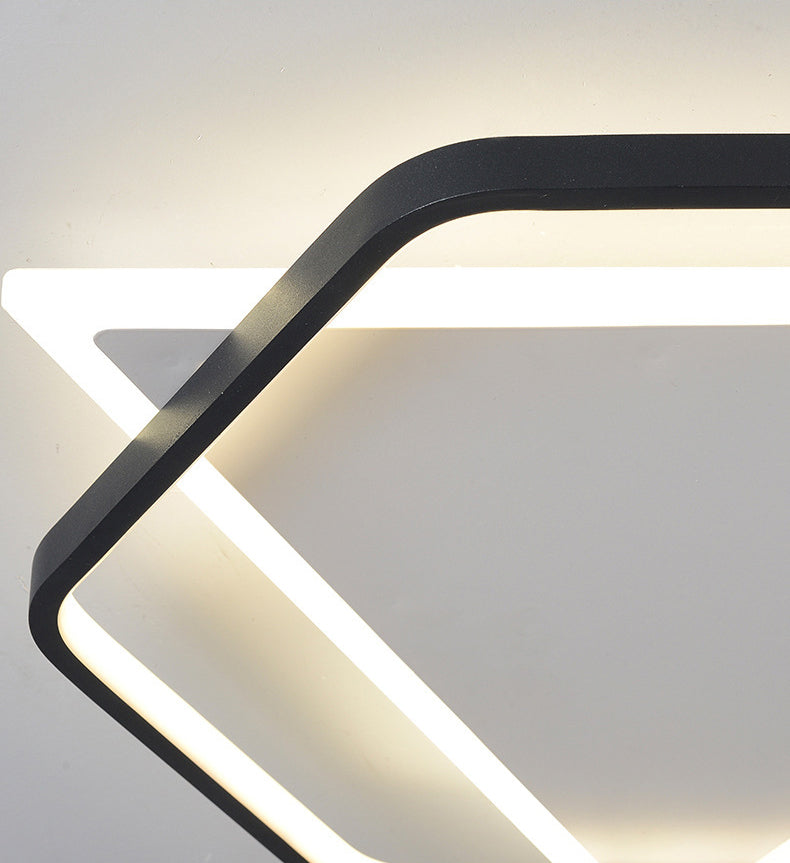 Acrylic Geometrical Flush Mount Light Fixture Modern Style LED Black-White Ceiling Lighting