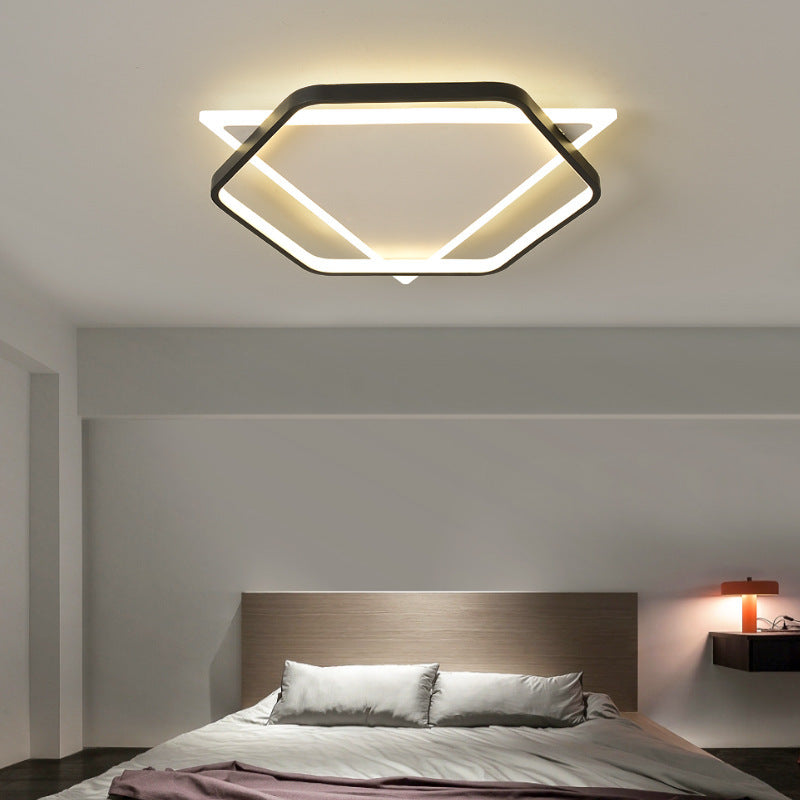Acrylic Geometrical Flush Mount Light Fixture Modern Style LED Black-White Ceiling Lighting