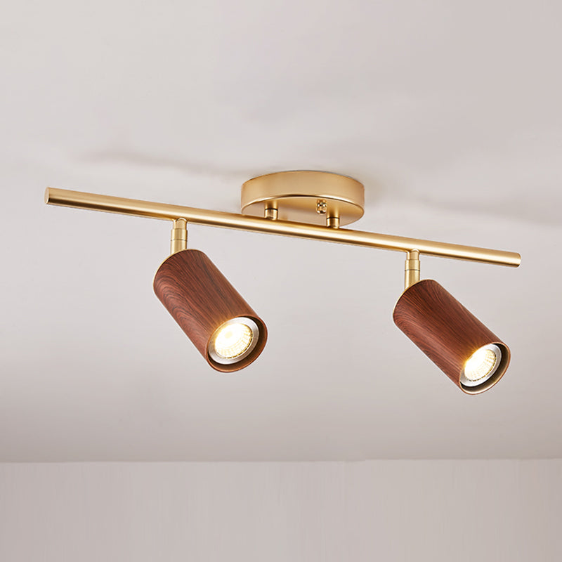 Modern Minimalist Track Lighting Fixtures New Chinese Walnut Color Household Living Room Bedroom Aisle Surface Mounted Spotlight