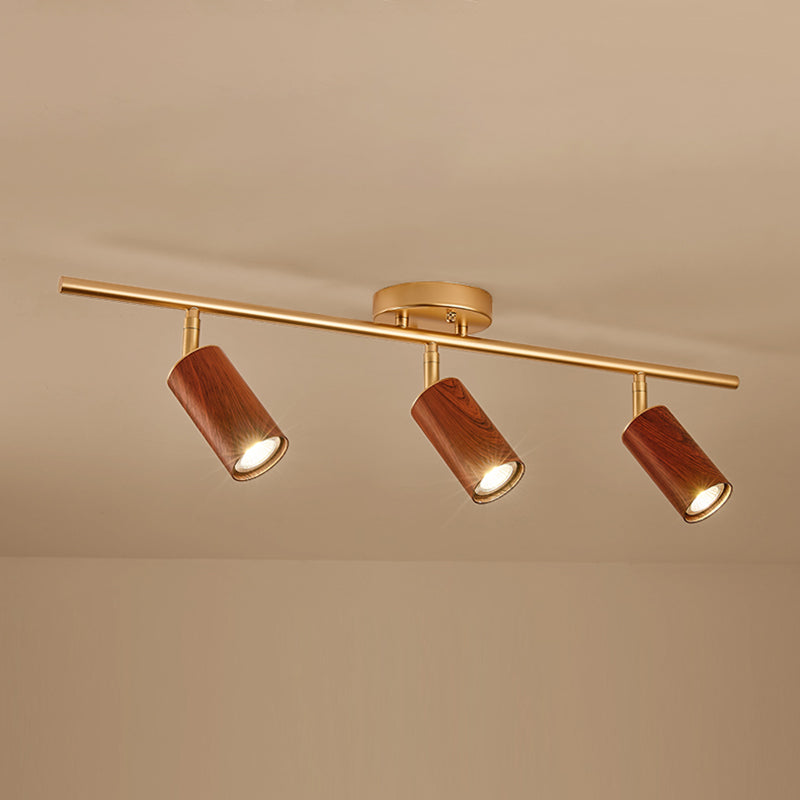 Modern Minimalist Track Lighting Fixtures New Chinese Walnut Color Household Living Room Bedroom Aisle Surface Mounted Spotlight