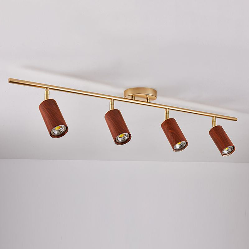 Modern Minimalist Track Lighting Fixtures New Chinese Walnut Color Household Living Room Bedroom Aisle Surface Mounted Spotlight