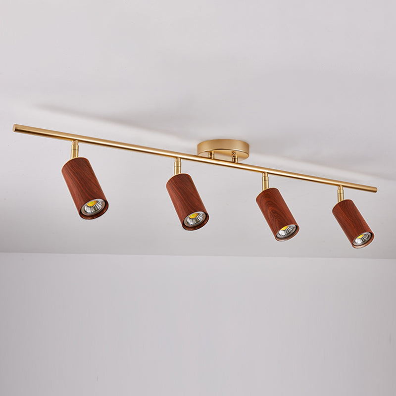 Modern Minimalist Track Lighting Fixtures New Chinese Walnut Color Household Living Room Bedroom Aisle Surface Mounted Spotlight