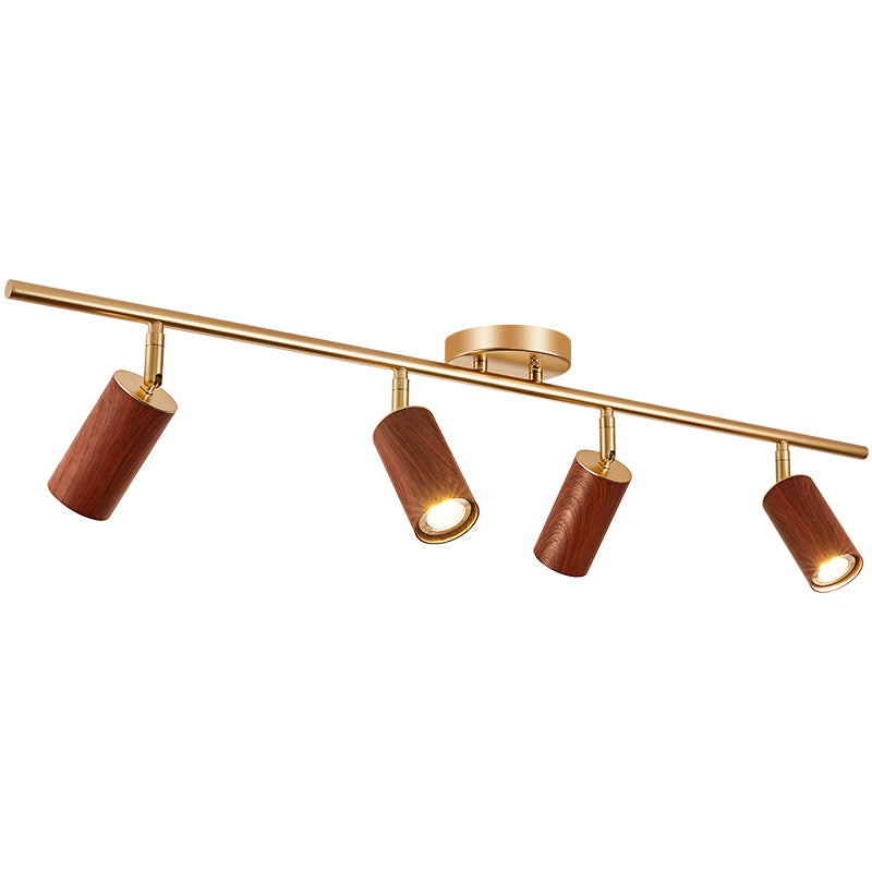 Modern Minimalist Track Lighting Fixtures New Chinese Walnut Color Household Living Room Bedroom Aisle Surface Mounted Spotlight