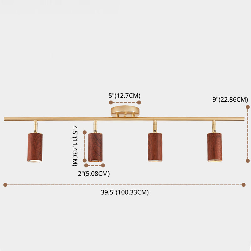 Modern Minimalist Track Lighting Fixtures New Chinese Walnut Color Household Living Room Bedroom Aisle Surface Mounted Spotlight