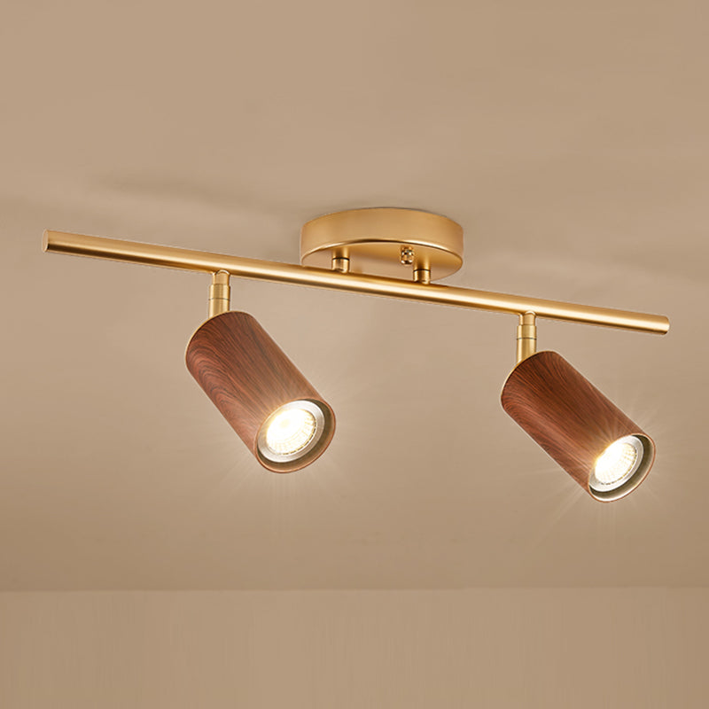 Modern Minimalist Track Lighting Fixtures New Chinese Walnut Color Household Living Room Bedroom Aisle Surface Mounted Spotlight