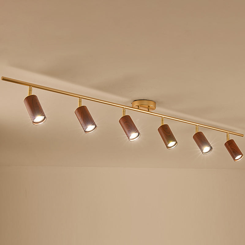 Modern Minimalist Track Lighting Fixtures New Chinese Walnut Color Household Living Room Bedroom Aisle Surface Mounted Spotlight