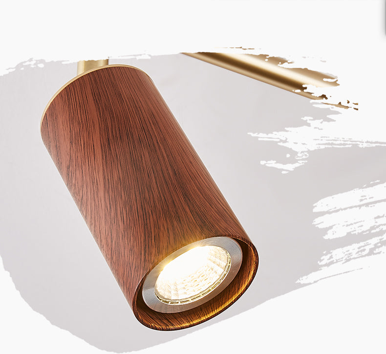Modern Minimalist Track Lighting Fixtures New Chinese Walnut Color Household Living Room Bedroom Aisle Surface Mounted Spotlight