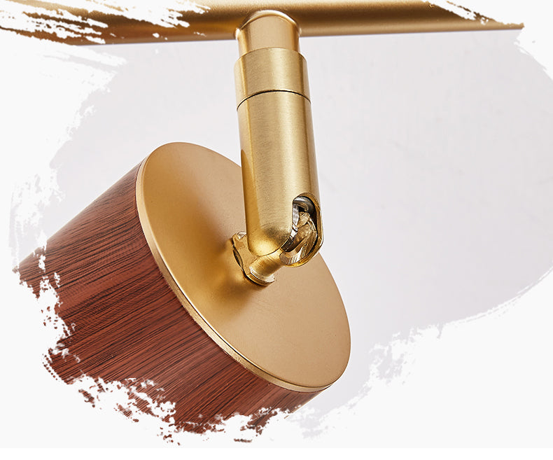 Modern Minimalist Track Lighting Fixtures New Chinese Walnut Color Household Living Room Bedroom Aisle Surface Mounted Spotlight