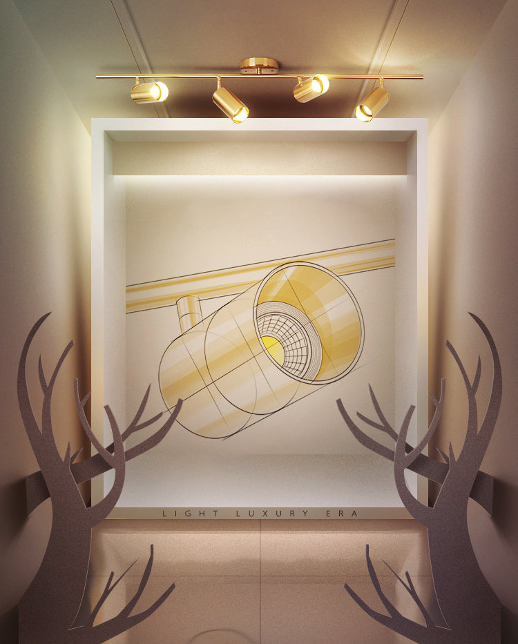 Nordic Surface Mounted Track Light in Golden Living Room Home Clothing Shop Commercial  Semi Mount Lighting
