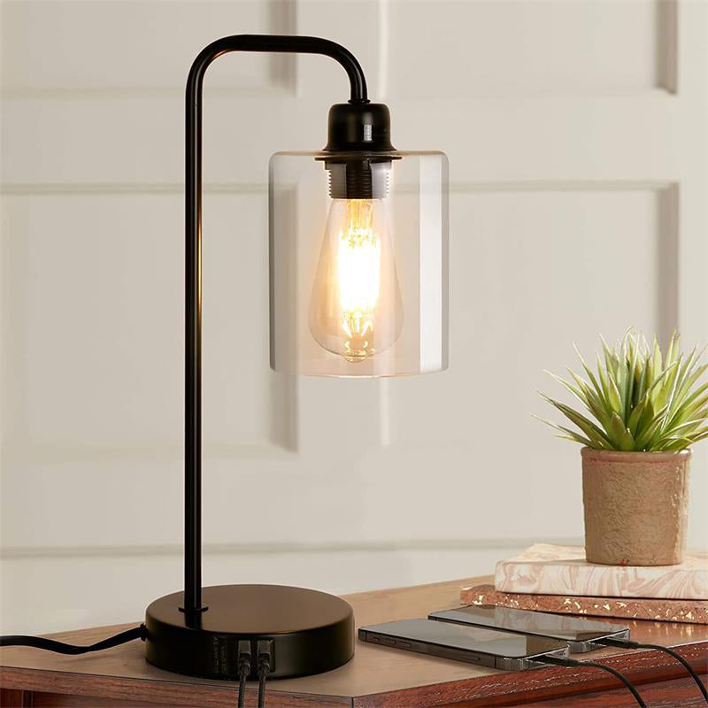 Industriële trommeltafel lichtglas 1 lichte tafellamp