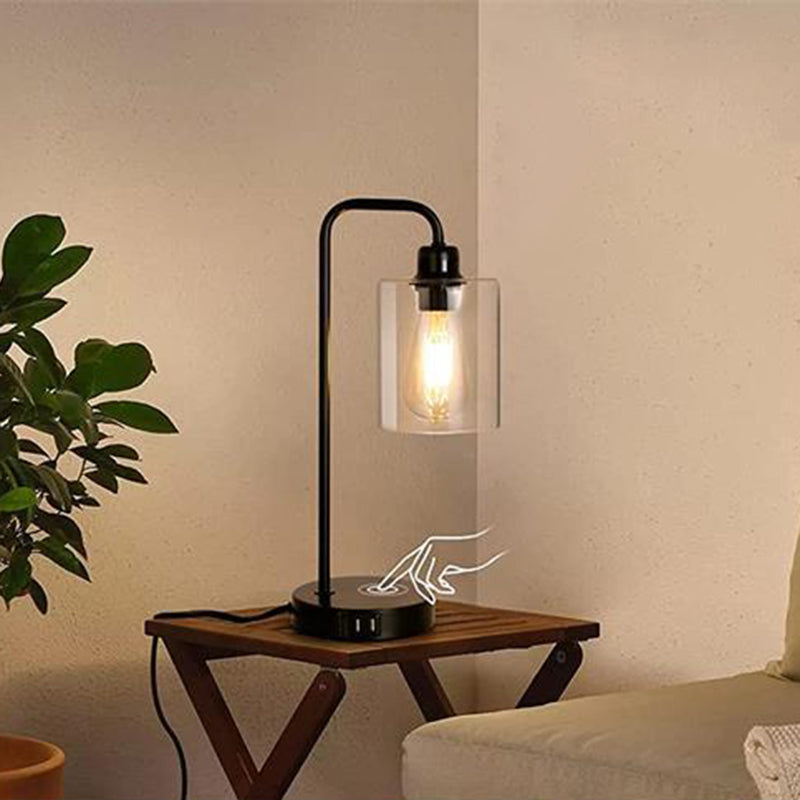 Industriële trommeltafel lichtglas 1 lichte tafellamp