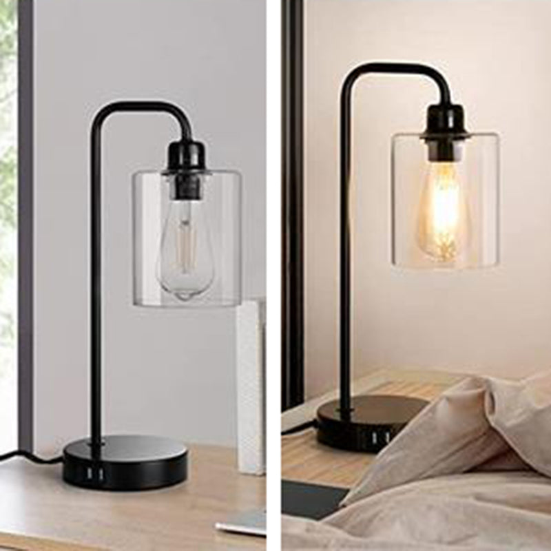 Industriële trommeltafel lichtglas 1 lichte tafellamp