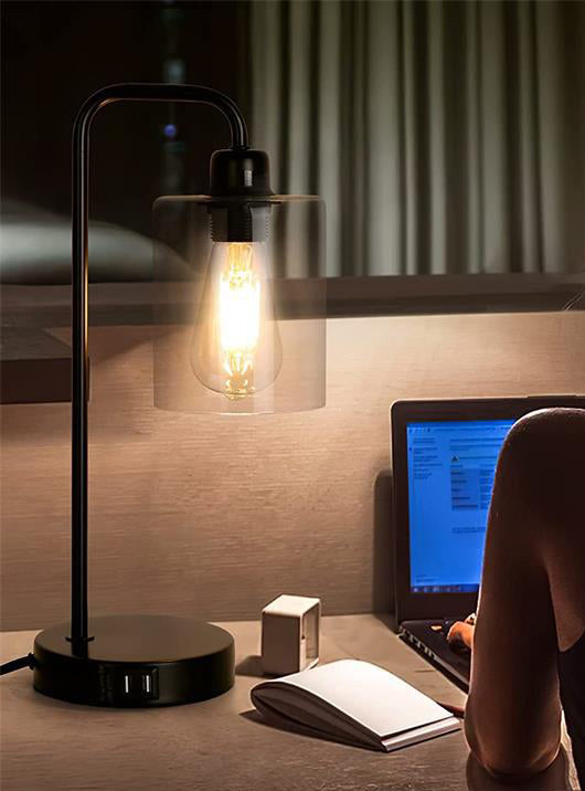 Industriële trommeltafel lichtglas 1 lichte tafellamp