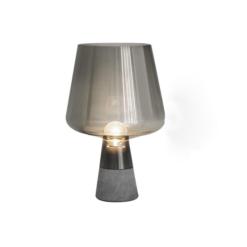 Cement Base Nordic Minimalism Glass Table Lamp Creative Goblet-shaped Single Bulb Nightstand Light
