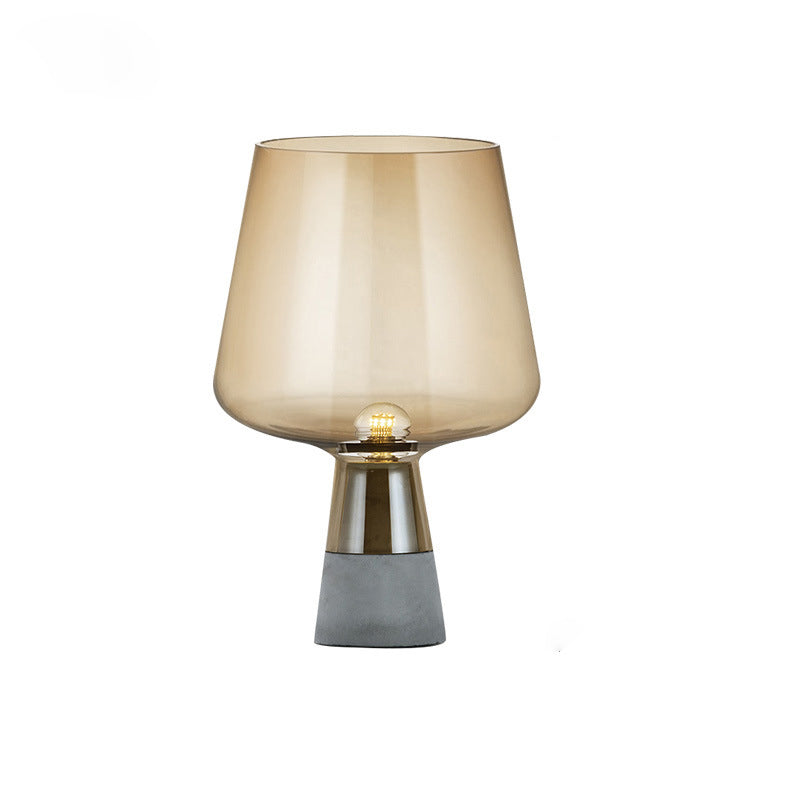 Cement Base Nordic Minimalism Glass Table Lamp Creative Goblet-shaped Single Bulb Nightstand Light