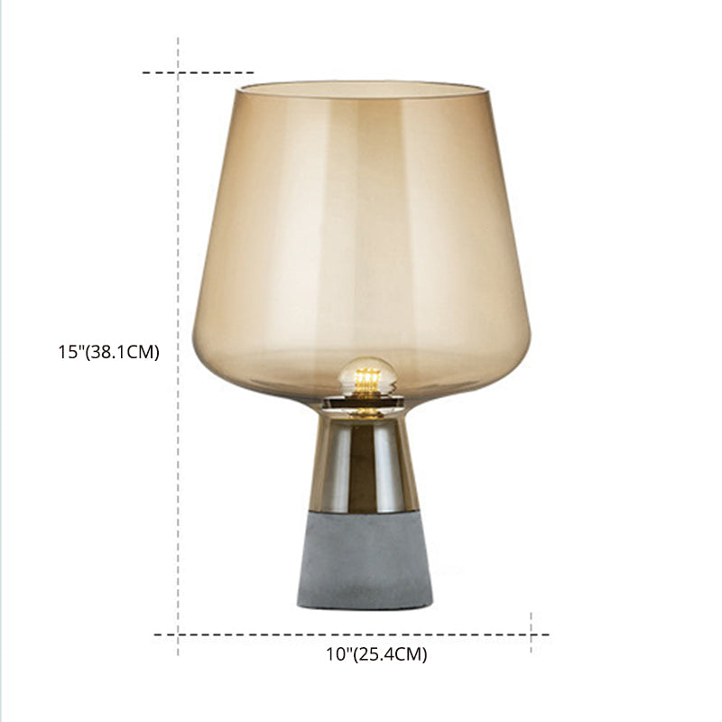 Cement Base Nordic Minimalism Glass Table Lamp Creative Goblet-shaped Single Bulb Nightstand Light