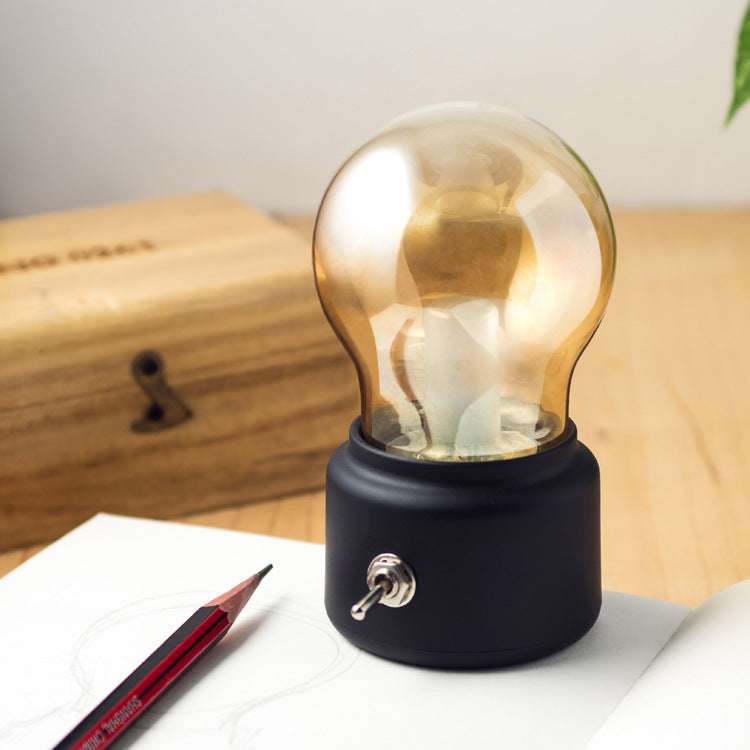 Bulbe en verre mini lampe de table simple 1 Hier-chambre à coucher stand de nuit avec un interrupteur rotatif