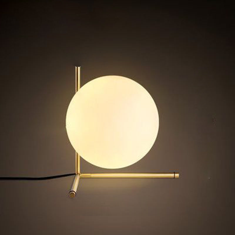 Modern Global Table Light White Glass 1 Light Table Lamp with Metal Backplate