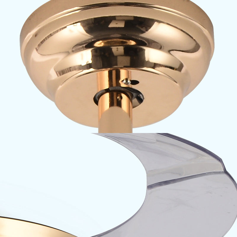 Luce a ventola a led rotonda in oro Light Minimal Wall Control/Remote Control/Frequenza Crystal Semi-Monte Lampada in bianco/Cambia del colore