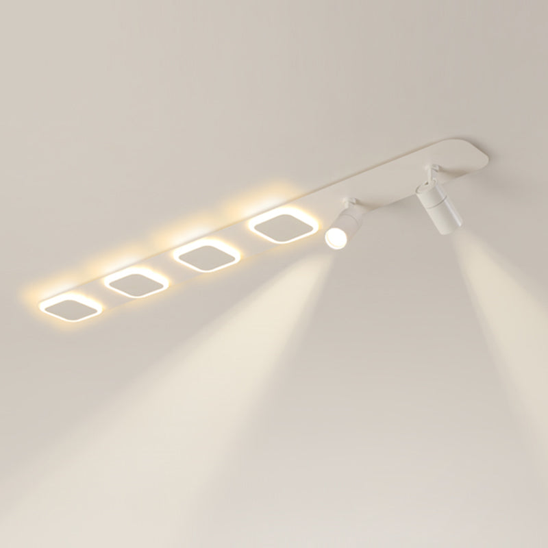 Luz de techo de semi-ras de LED rectangulares en blanco en simplicidad moderna Montaje a ras de hierro forjado con sombra acrílica