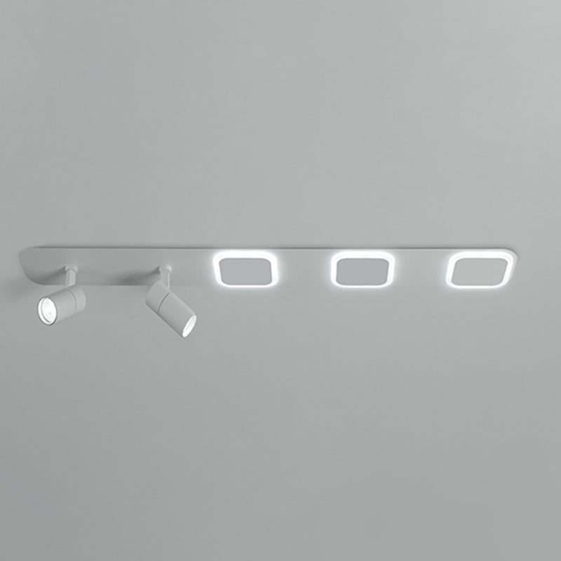 Luz de techo de semi-ras de LED rectangulares en blanco en simplicidad moderna Montaje a ras de hierro forjado con sombra acrílica