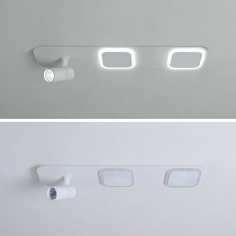 Luz de techo de semi-ras de LED rectangulares en blanco en simplicidad moderna Montaje a ras de hierro forjado con sombra acrílica