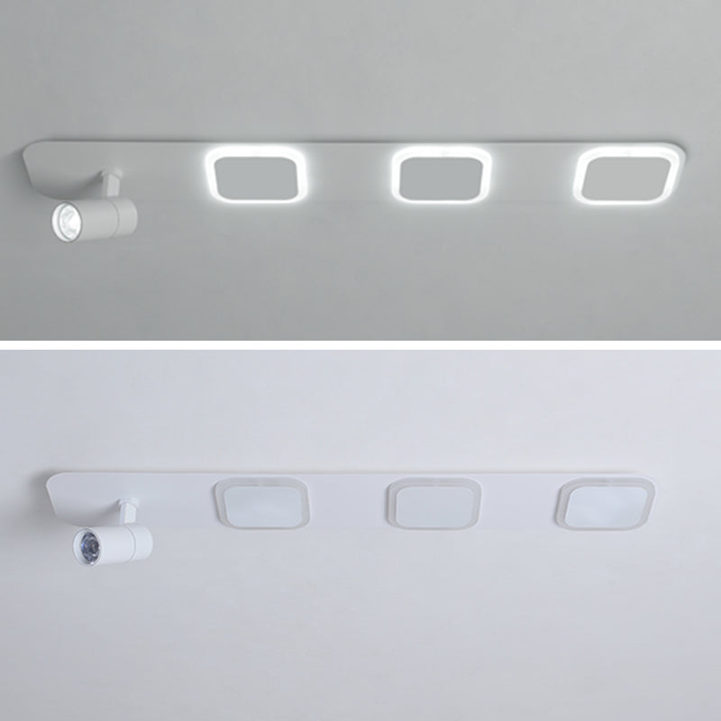Luz de techo de semi-ras de LED rectangulares en blanco en simplicidad moderna Montaje a ras de hierro forjado con sombra acrílica