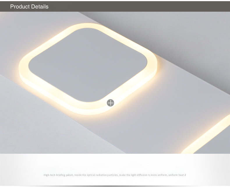 Luz de techo de semi-ras de LED rectangulares en blanco en simplicidad moderna Montaje a ras de hierro forjado con sombra acrílica