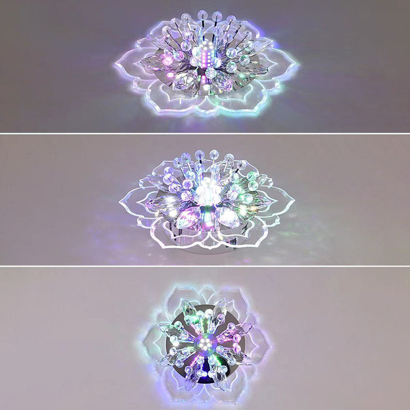 Flower-shaded Flush Mount Ceiling Light Fixture Modern Crystal Flushmount Recessed Lighting