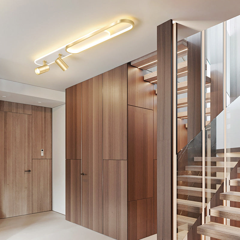 Apparecchio a filo a LED oblungo a 2 luci in moderno appuntamento con soffitto in ferro battuto in stile conciso per il guardaroba