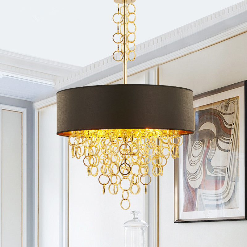Semplicità lampadario circolare lampadario in metallo salotto soffitto a sospensione in nero