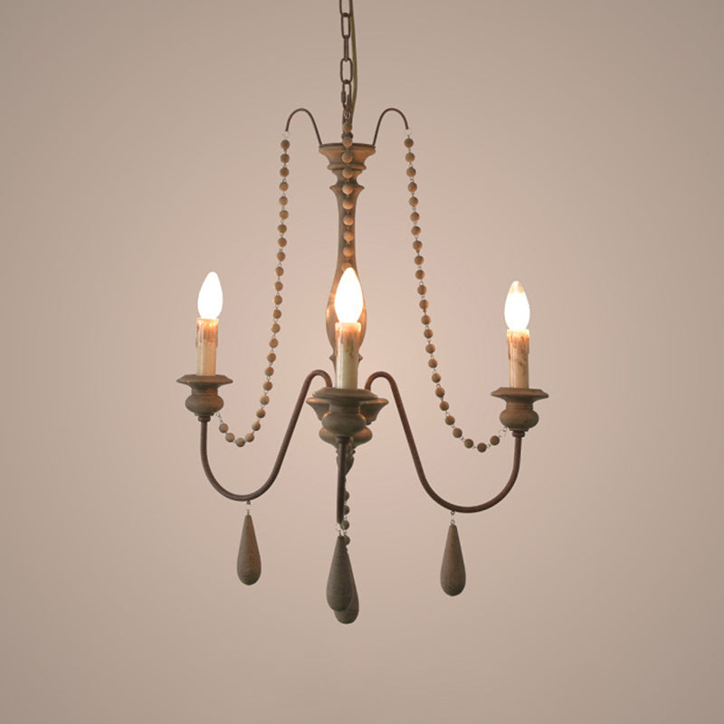 Traditioneller rustikaler Stil aus Holzleuchten mit Multi-Lights Candlestick Design Lighting Fixture mit Schwanenhalsrostarm