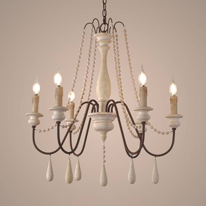 Traditioneller rustikaler Stil aus Holzleuchten mit Multi-Lights Candlestick Design Lighting Fixture mit Schwanenhalsrostarm
